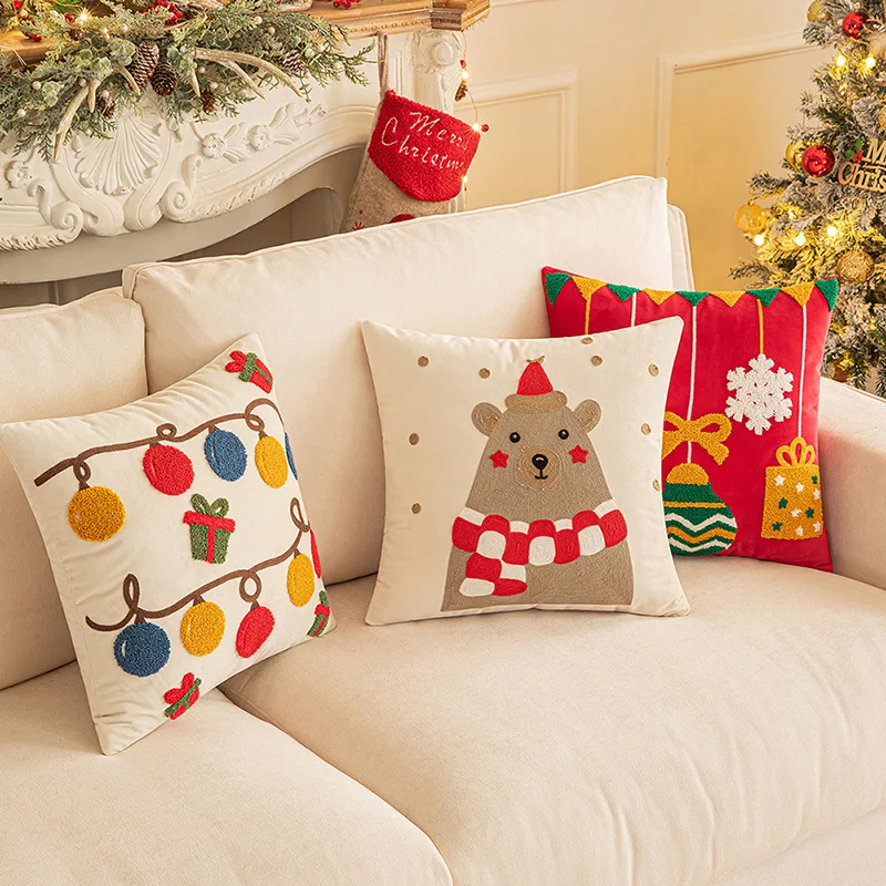 

Рождественская стеганая Подушка, праздничное новогоднее украшение, поясничная Подушка для спальни, декоративная подушка для создания атмосферы