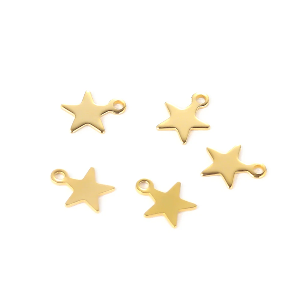 Stainless Steel Small Star Pendant Flat Charms 20pcs for DIY Jewelry Making Necklace Decoration Bracelet End Tail Charm stainless steel charms,star charms,jewelry charms,fashion jewelry accessories
