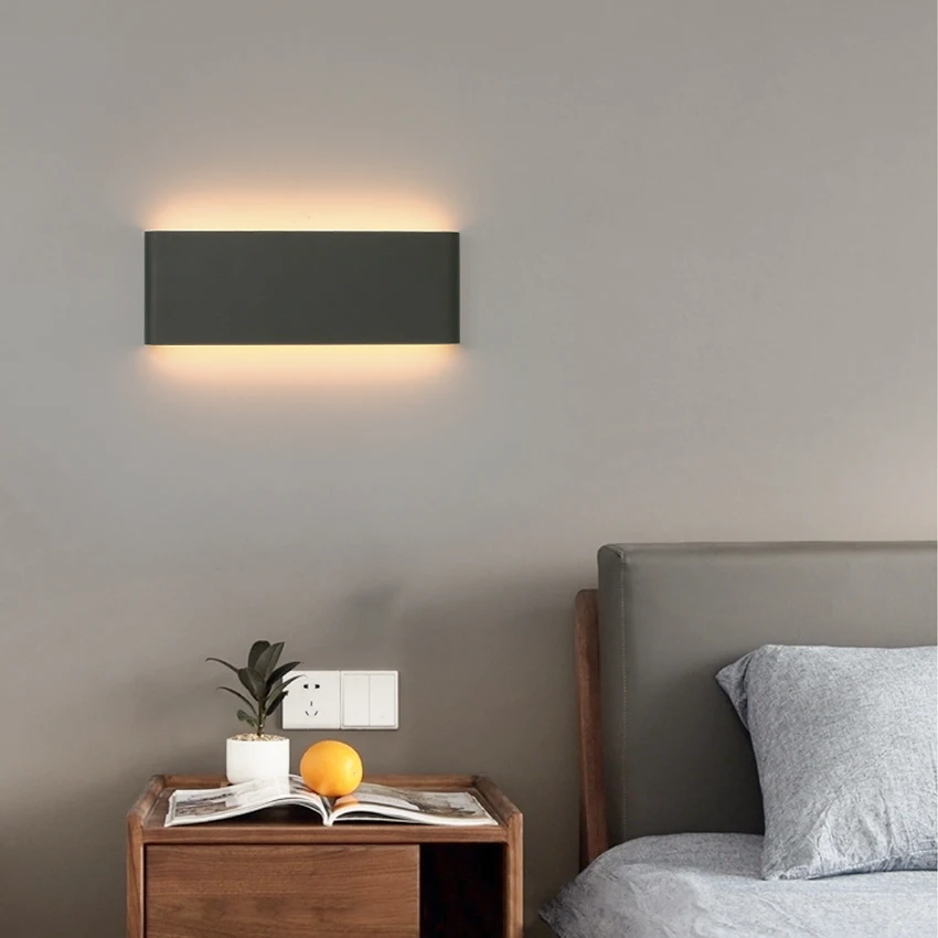 LED retângulo lâmpada de parede, arcabeceira interior,