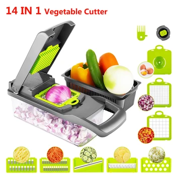 Vegetable Cutter Grater Carrot Potato Peeler Onion Chopper Kitchen Fruit Food 14 in 1 Gadgets Vegetable Slicer Multi Machine 1