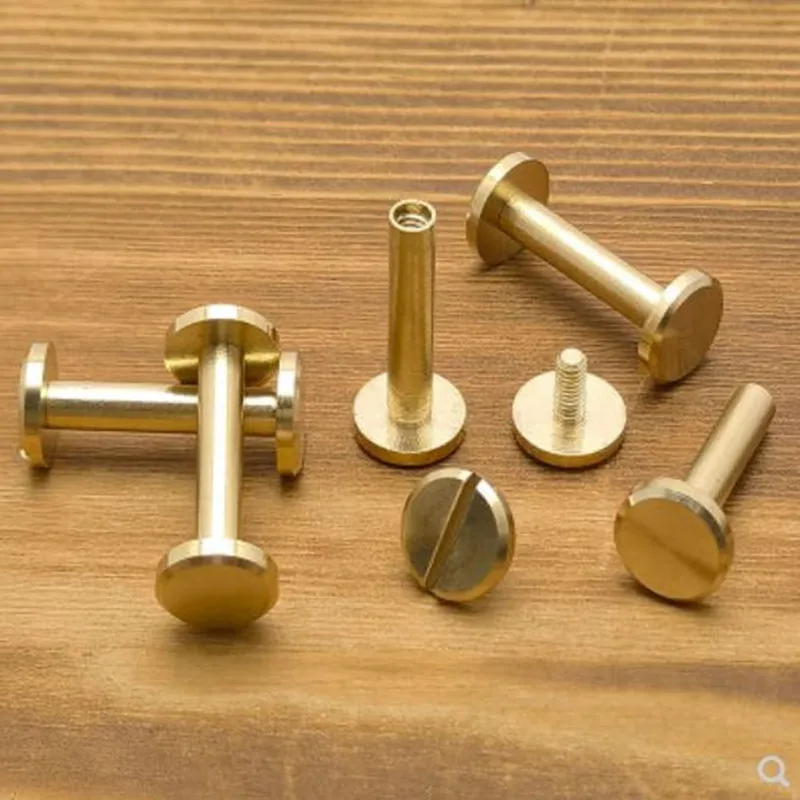 Rivets And Fasteners Rivets And Screws Binding Screws 10/50sets head Dia 6mm 8mm 10mm brass flat chicago screw Leather Craft Belt Screw Nail Rivet