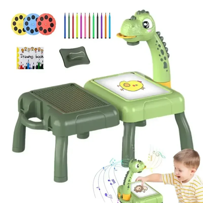 Drawing Board with Projection Children's Multi-functional Drawing Table Projector Graffiti Puzzle Toy Painting Toys for Gift
