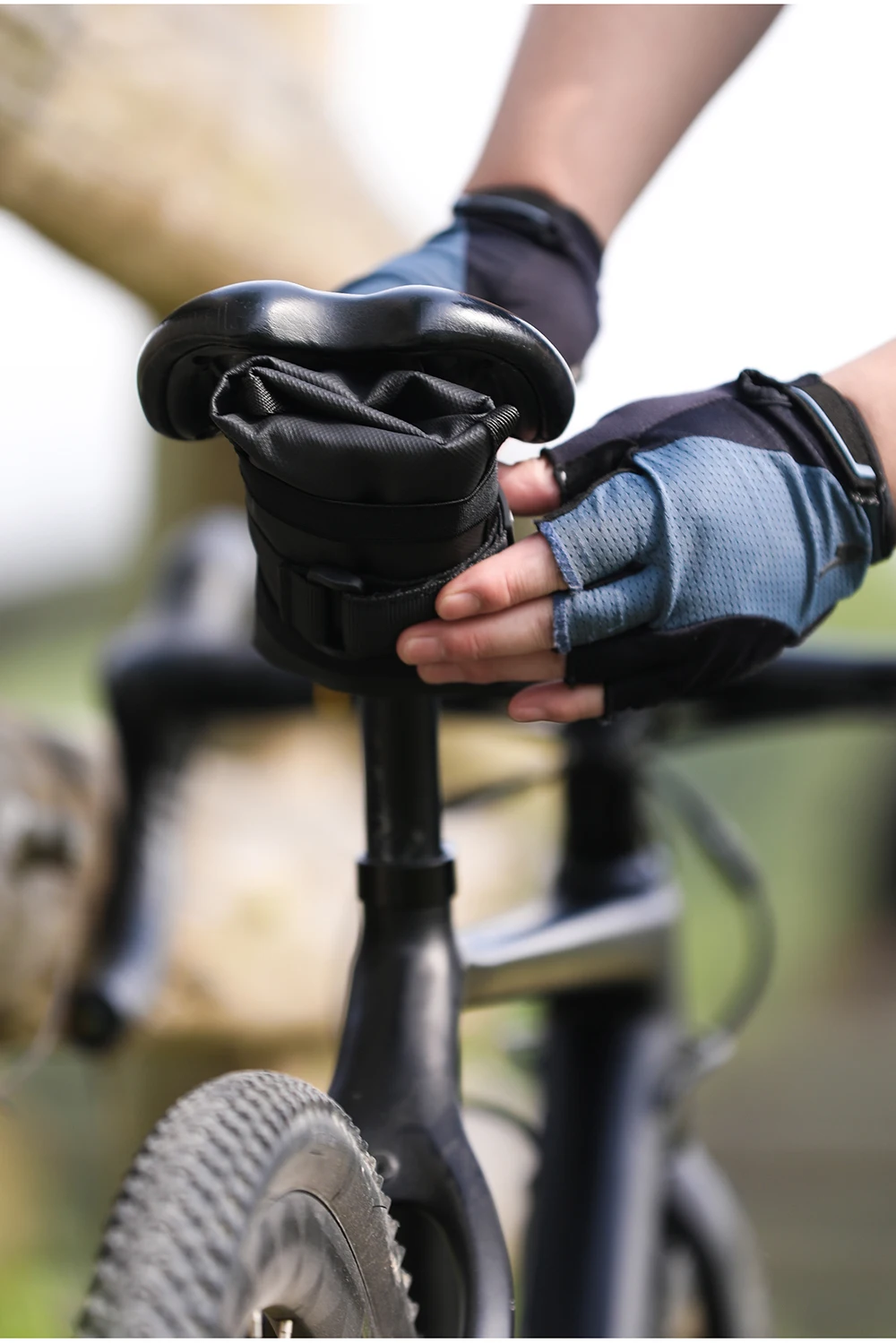 Rhino walk Fahrrad Werkzeug tasche vorne oben Rohr Rahmen Tasche Sattel tasche Burrito Pack Tasche Radfahren schwarz MTB Rennrad hinten Zubehör – Detail 6