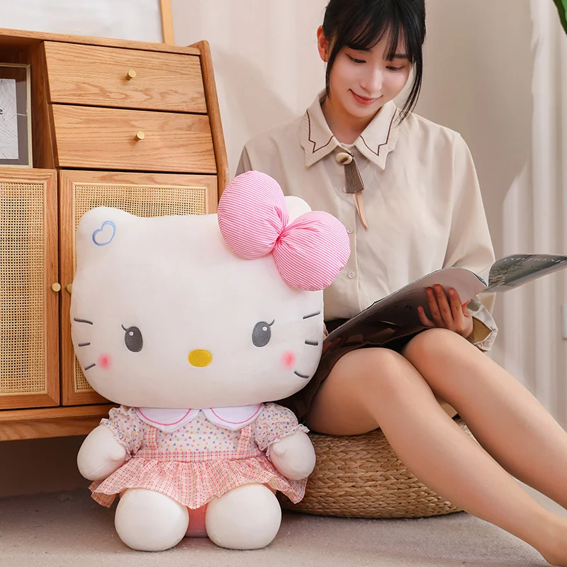 HQ 산리오 플러시 헬로 키티 봉제 인형, 마이 멜로디 착용 스커트, KT 고양이 장난감, 어린이 크리스마스 선물