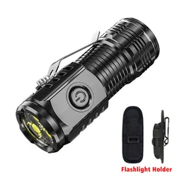 Compact USB Rechargeable Super Bright LED Flashlight with Cap Clip (With Torch Holder)