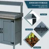 Outdoor Potting Bench Table, Wooden Gardening Table with Metal Tabletop and Storage Cabinet, Planting Table Garden Work Bench 5