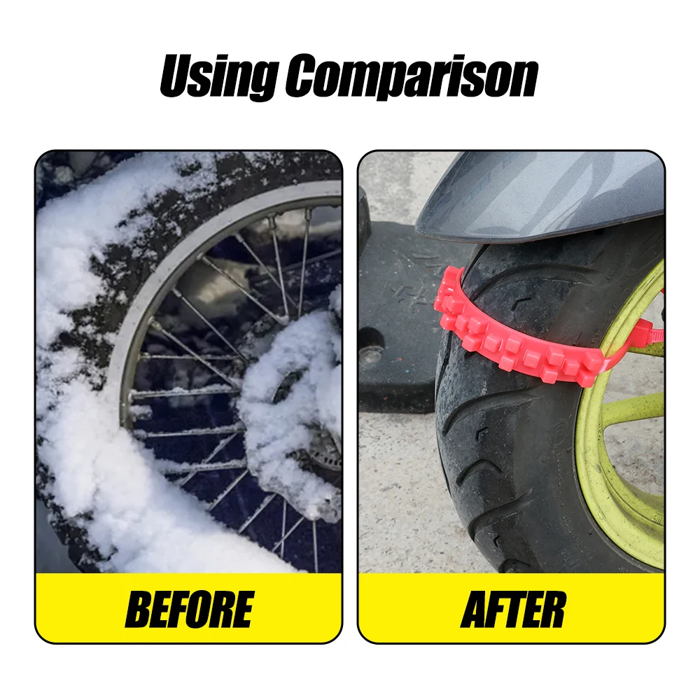 Tire Anti Slip Chains Belt With Snow Chains Winter Tyres And Reusable Ties For Motorcycle Bike Road Safety Accessories