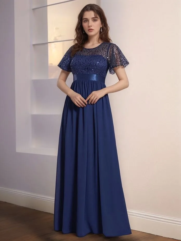 فساتين وصيفة العروس أنيقة برقبة دائرية للسيدات بأك...