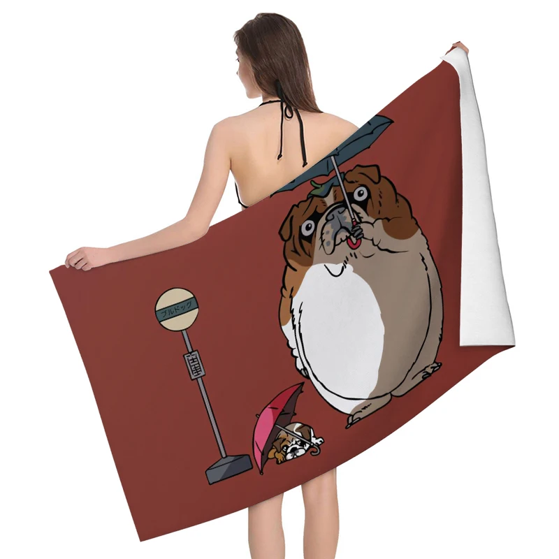 Home bath towels body towels bathroom quick drying microfiber beach Oil painting style man large sports towel cute dog funny 4