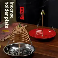 Incense Burner Stainless Steel Ash Catcher Coil Red Anti Extinguishing Plate Ring Rack Home Decor for Meditation Aromatherapy - Image 2