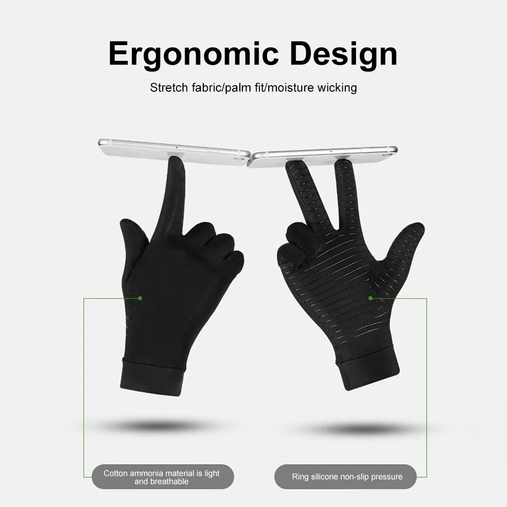 Copper Fiber Compression Arthritis Gloves Women Men Relieve Hand Pain Swelling and Carpal Tunnel Full Finger Cycling Gloves 4