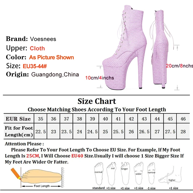 20CM/8Inches Trend stripper heels Women Pink Pole Dance Shoes Fashion Platform ClubWear Exotic Fetish Stiletto Short Ankle Boots