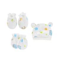 3pcs/set Newborn Baby Hats Gloves Foot Cover Breathable Cotton Soft Caps Cute Cartoon Caps Newborn Baby Accessories 2