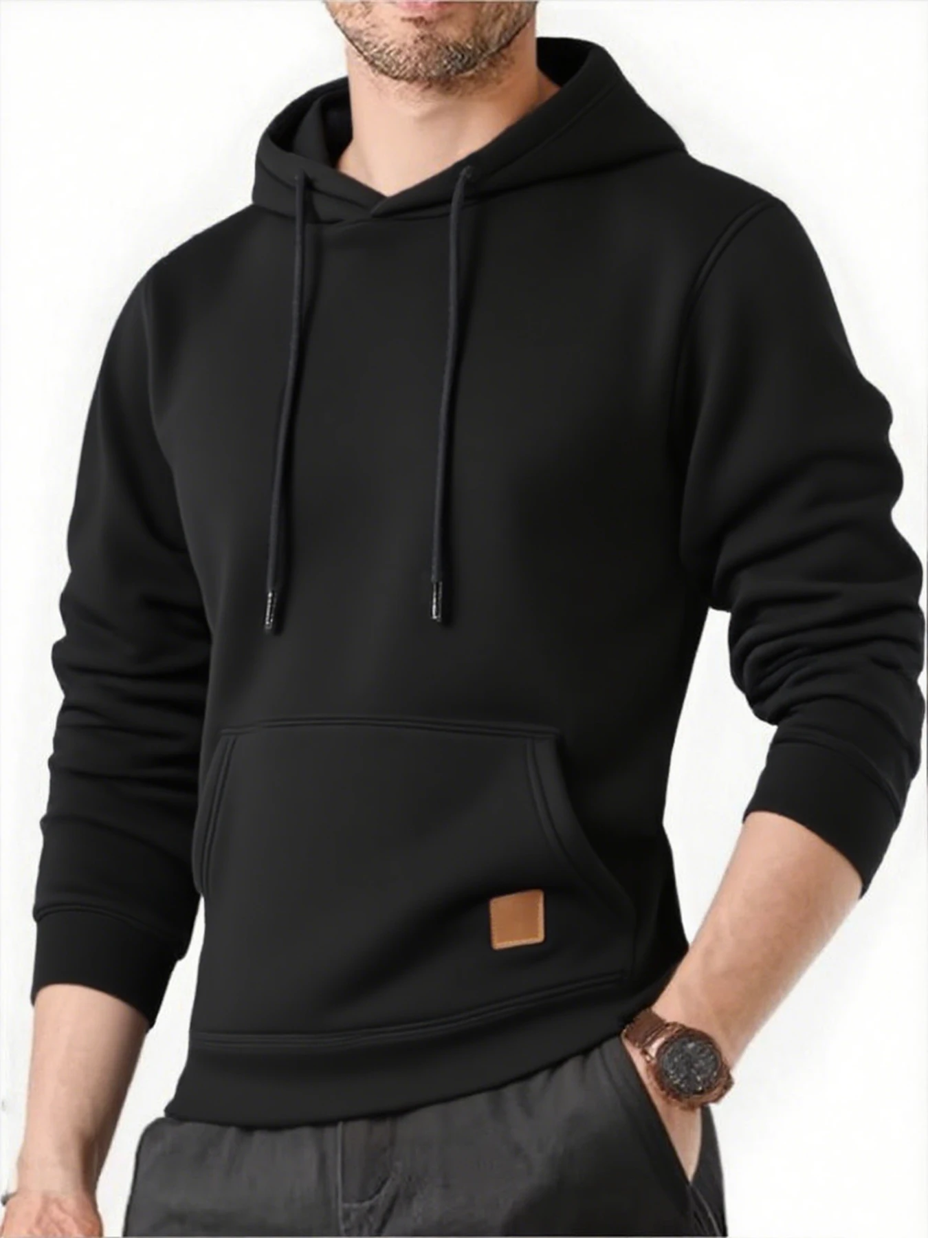 Men's Solid Color Hooded Sports & Fitness Sweatshirt - Image 5