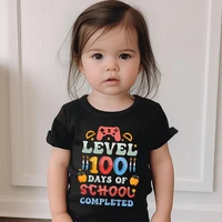 Level 100 Days of School Completed T-Shirt for Kids Short Sleeve Crew Neck Tee Tops Best Gift To Child Summer Clothes 1