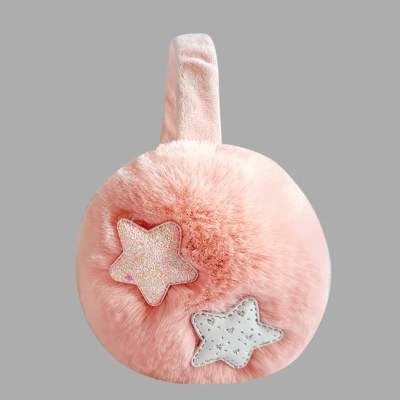 Sequin Star Furry Earmuffs Foldable Plush Earmuffs Winter Warm Earmuffs Sequins Stars Pattern Earmuffs Outdoor Skiing Ear Warmer