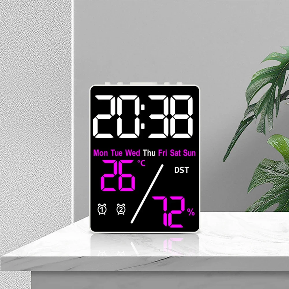 Digital Wall Clock Electronic Digital Wall Clock USB Socket Intelligent Setting Temperature And Humidity Automatic Dimming LED Alarm Clock