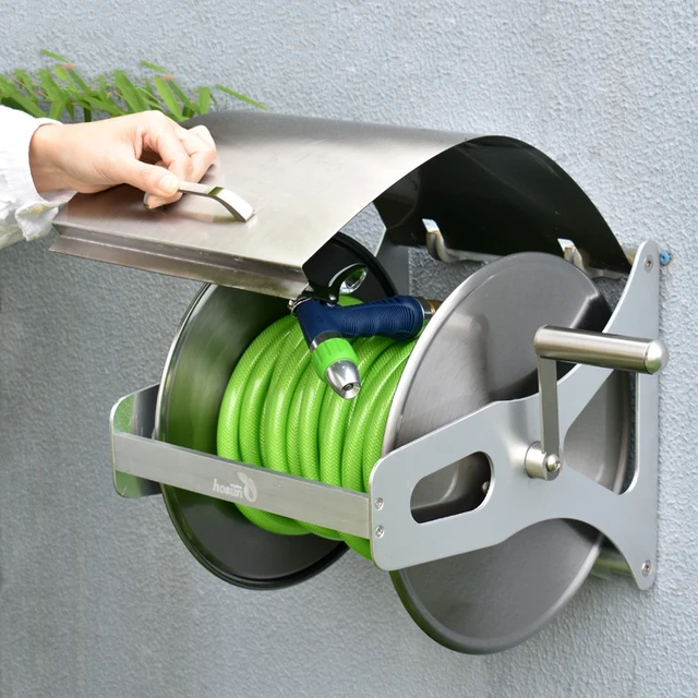 Wall Mount Heavy-Duty Stainless Steel Hose Reel Portable Garden Irrigation  Systems Holder Hand Hose Trolleys Wash Pipe Rack - AliExpress