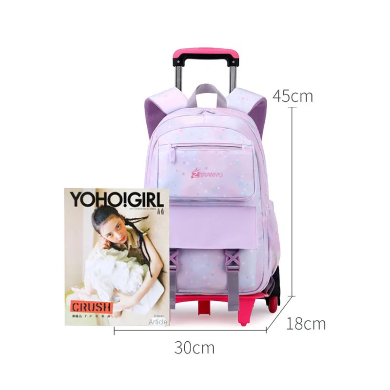 Children School Backpacks with Wheels School Bags For Girls Wheeled backpack Kids Trolley School Bag Students Rolling Backpack