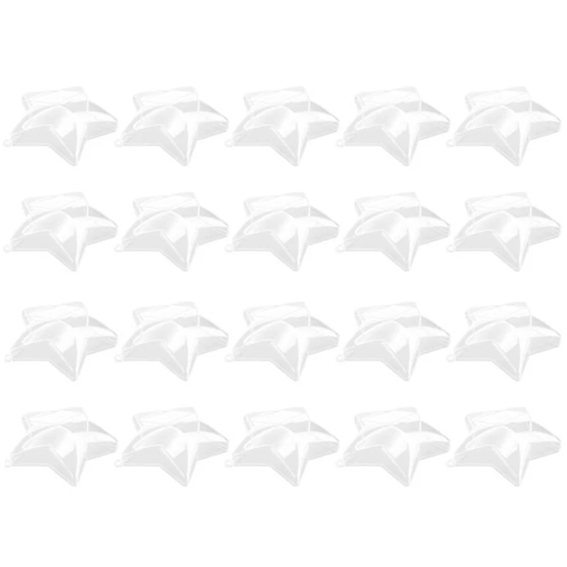 

20 шт. 80 мм самодельные Заполняемые шарики, прозрачные пластиковые украшения, шарики, Елочное украшение, смешные вечерние чные принадлежности (форма звезды)