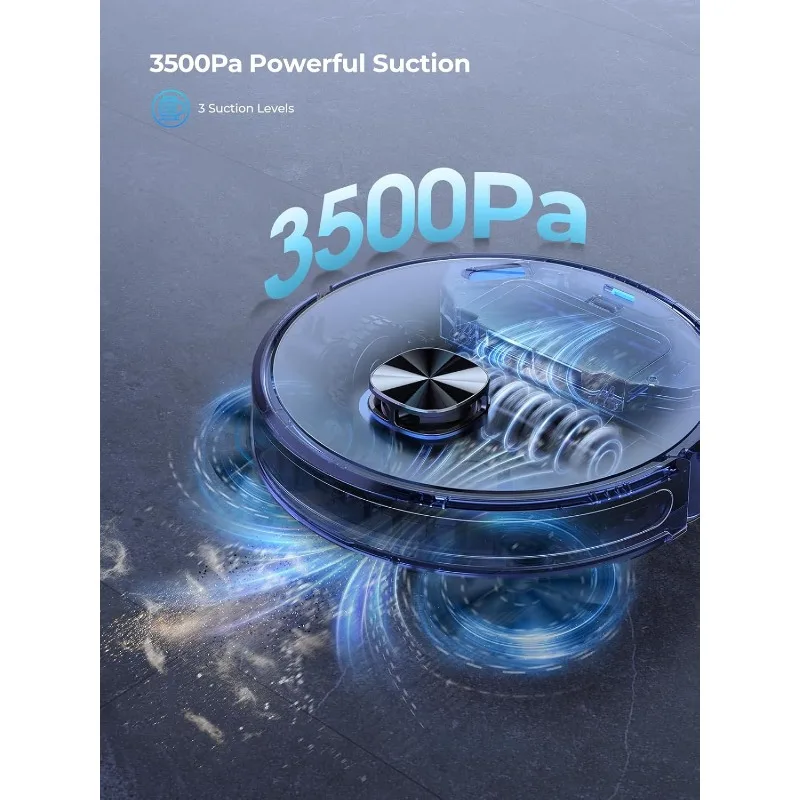 Robot Vacuum,3 in 1 Robotic Vacuum Cleaner with Self-Emptying Station for 60 Days,LiDAR Navigation,3500Pa Suction,WiFi/APP/Alexa