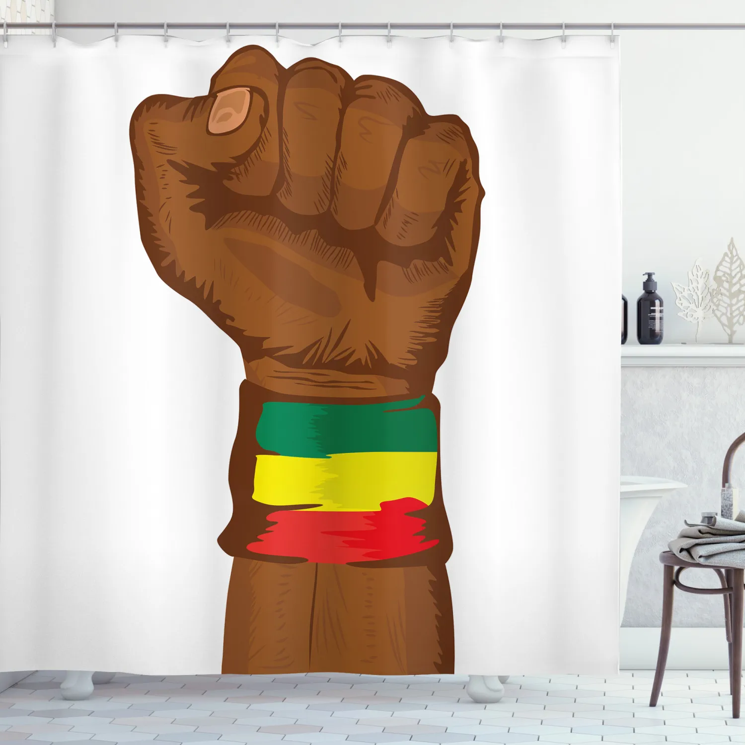 Занавеска для душа Rasta в комплекте декоративная занавеска с эфиопским флагом