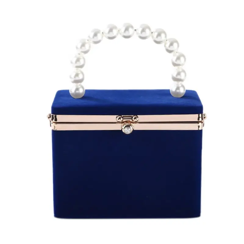 Evening Clutch Bag for Women Artificial Pearl Box Crossbody Shoulder Handbag Wed E74B