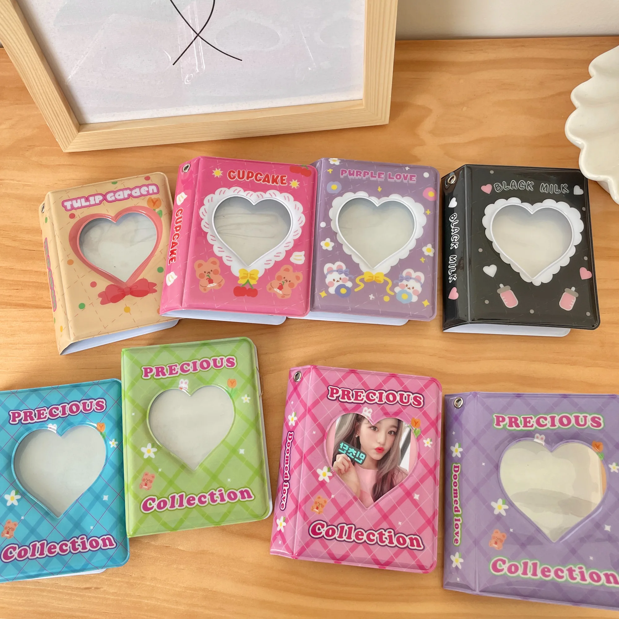 Sharkbang Heart Series Mini Photo Album Set 20pcs Double Side Sleeves Storage Card Postcards Photos Collect Book Organizer sharkbang new arrival kawaii 3 inch postcards album 20pcs sleeves butteryfly star storage card bag idol card collect organizer