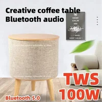 100W  Bluetooth speaker mobile wireless charging speaker wooden bass speaker home sofa coffee table bedside table music speaker 1