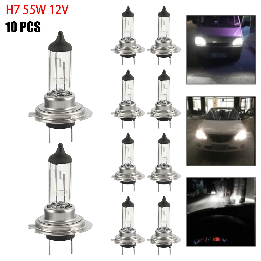 10PCS Halogen Headlight Bulb Super  Warm White Light H7 55W 12V Bulb Headlight Halogen Lamp Car HeadLight Replacement Bulb 3
