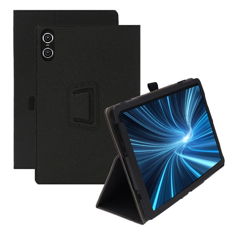 

for Teclast T50 Pro Cases Fabric Texture PU Leather Magnet Flip Sleeve Foldable Stand Shockproof Pouch with Pen Belt Wristband