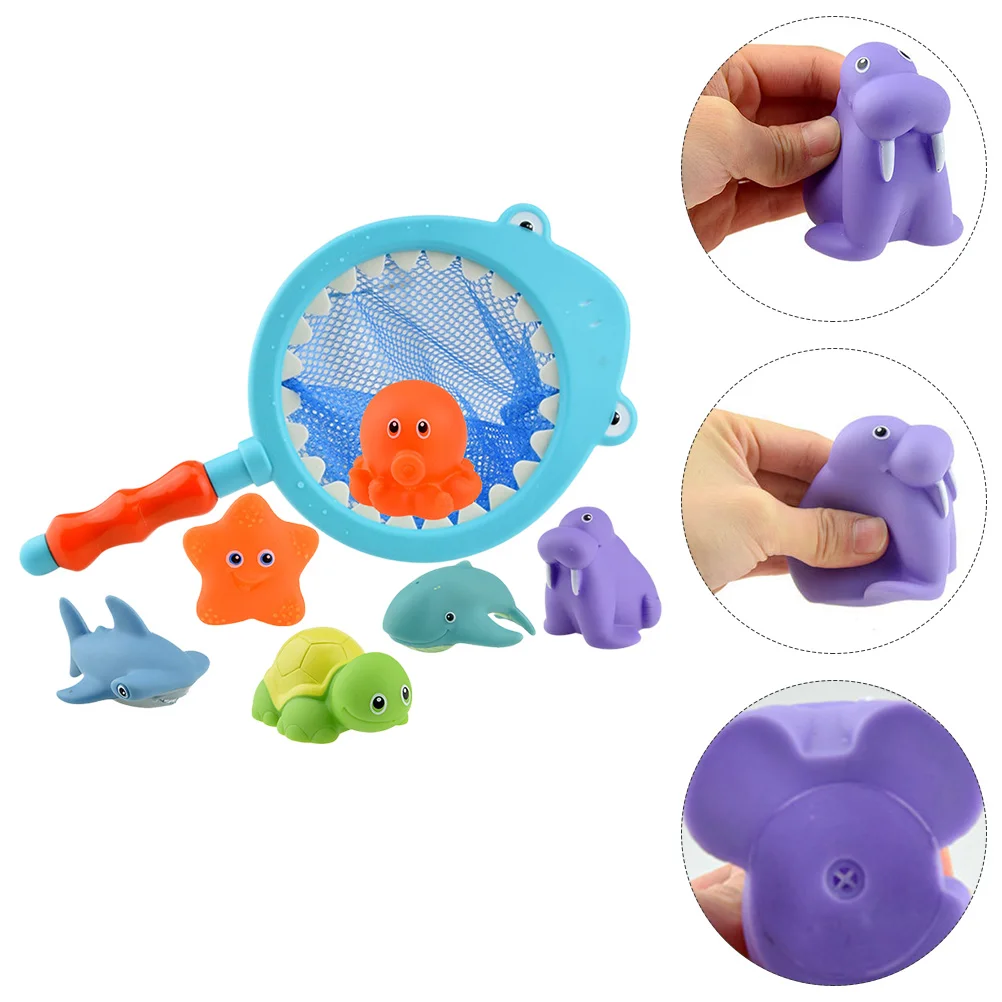 

7 Pcs Children's Bath Toys Water Sprinkling Educational Taste Baby Shower Squeaky Bathtub Games Plastic Floating Squirter