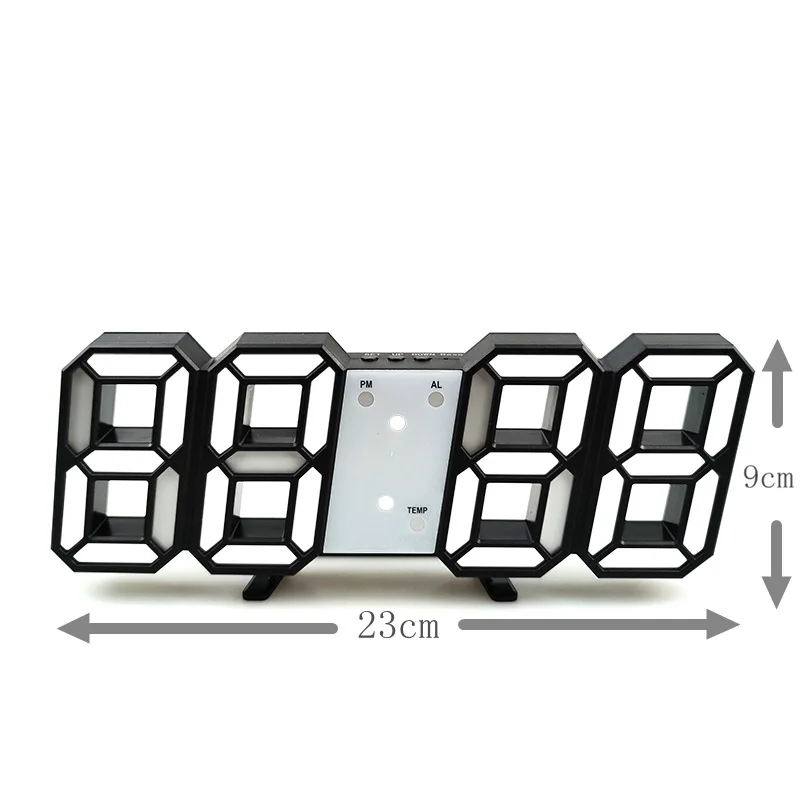 LED Digital Clock 3D Luminous Fashion Wall Clock Multifunctional Creative USB Plug in Electronic Home Decoration