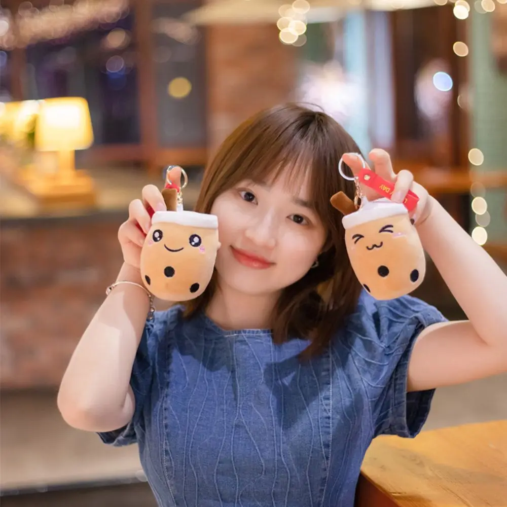 

Cartoon Design Children Car Key Ring Ornaments Bubble Milk Tea Keychain Plush Toy Pendant Women Key Chain