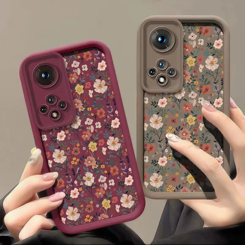 Romantic Flowers Pattern Shockproof Silicone Phone Case