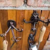 Cast Iron Hook Fold Multi-storey Multi Angle Wall Hook Decoration Courtyard Garden Wall Mounted Multi Functional Metal Hook 5