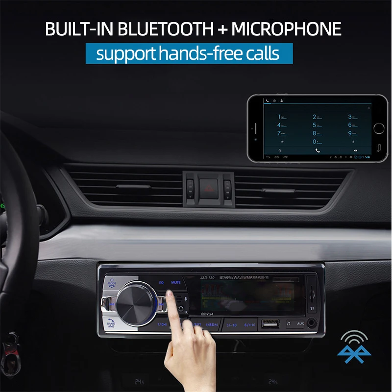 1 DIN Car Radio Car audio FM Bluetooth MP3 Audio Player Bluetooth cellphone Handfree USB/SD Stereo Radio In Dash Aux Input