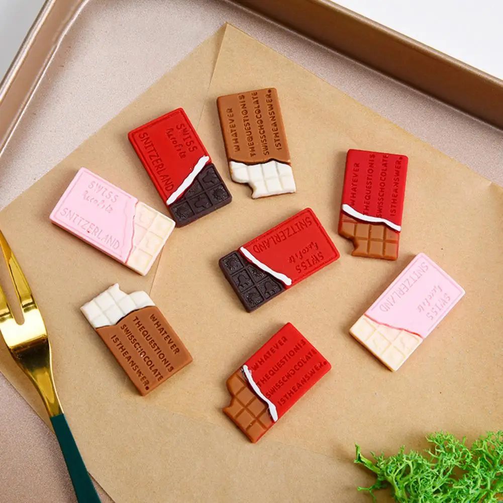 10Pcs Love Chocolate Charms Simulation 3D Dessert Food Mini Ornament Handmade Material Flat Back DIY Phone Case Accessories Deco