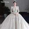 Customized Luxury Bedad Long Sleeve Winter Wedding Dress 2025 New V Neck Vestido De Noiva For Bride Gown Plus Size Floor Length 2