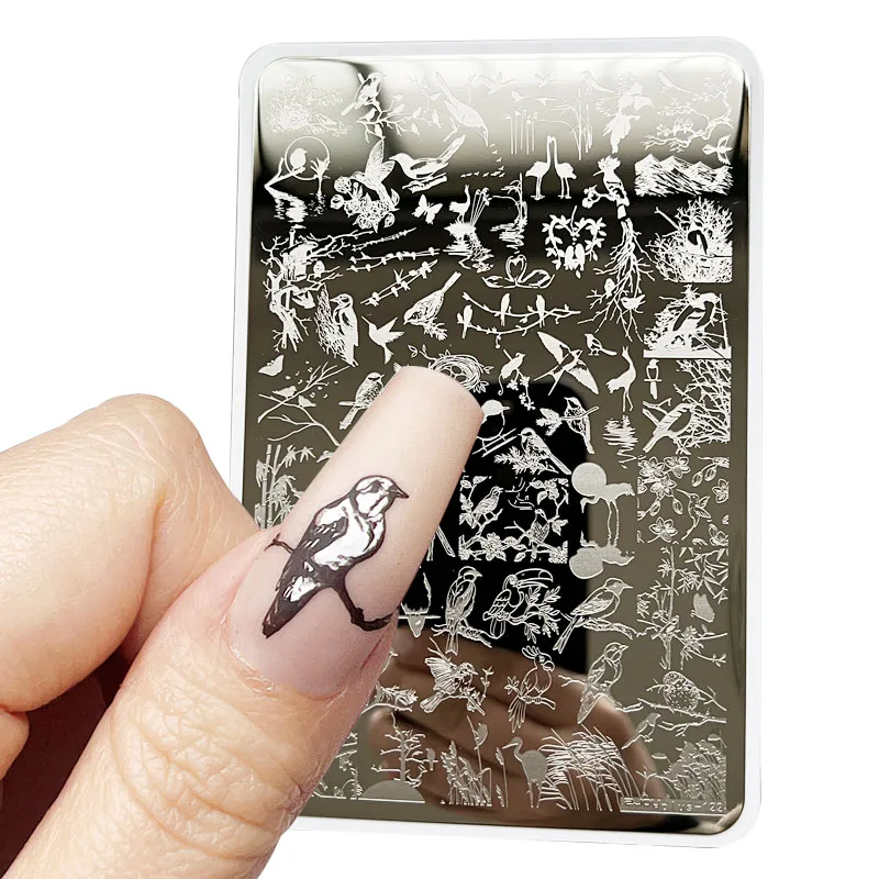 XMQ スタンピング ネイル アート プレート テンプレート 鳥のライン