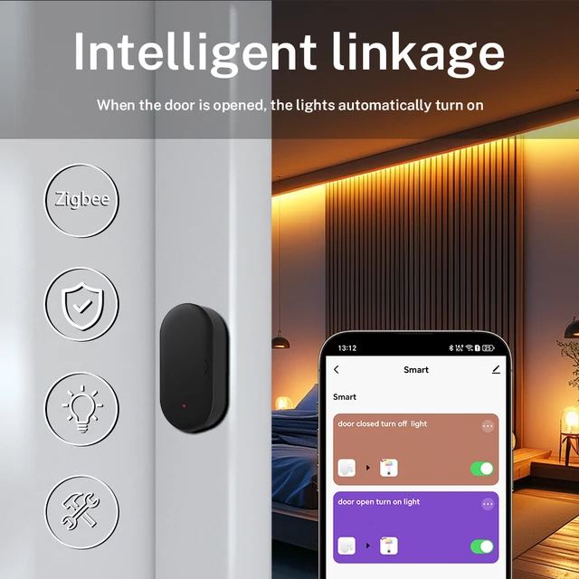 Zigbee Tuya Door Sensor Home security For Smart Home Smart Life APP Window Sensor Compatible with Alexa Google Assistant 4