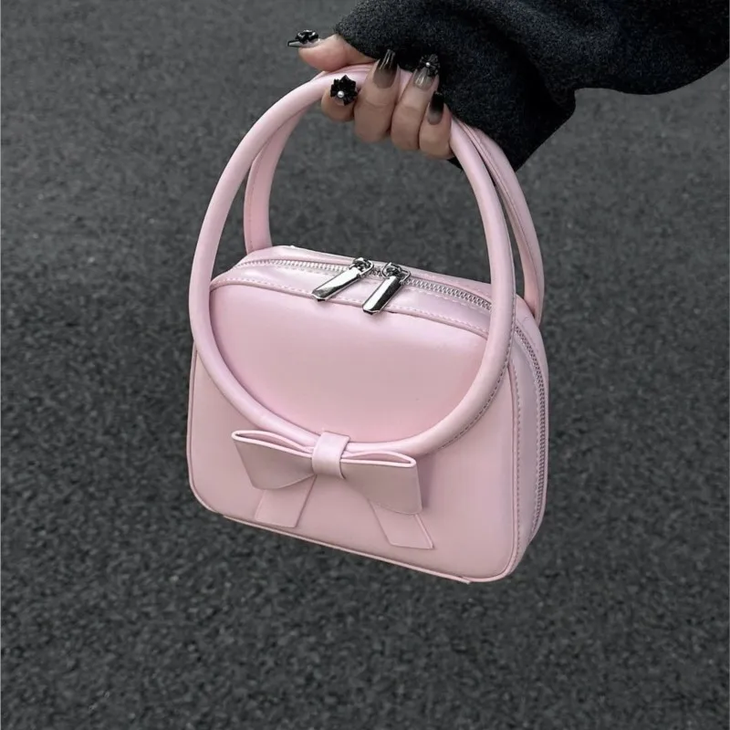 JIAERDI Harajuku Pink Y2k Hand Bag Women Sweet Cute Pu Leather Bow Messenger Bag Female Retro Kawaii Crossbody Bags Purse 2025