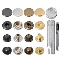 50Sets Leather Snap Fasteners Kit 10mm 12mm 15mm Metal Button Snaps Press Studs 4 Install Tools Leather Snaps For DIY Clothes 1