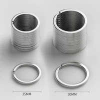 Porte-clés en acier inoxydable, 25/30mm, ligne plate ronde, anneaux fendus, pour la fabrication de bijoux, porte-clés poli, résultats de bricolage, 10 à 50 pièces 5