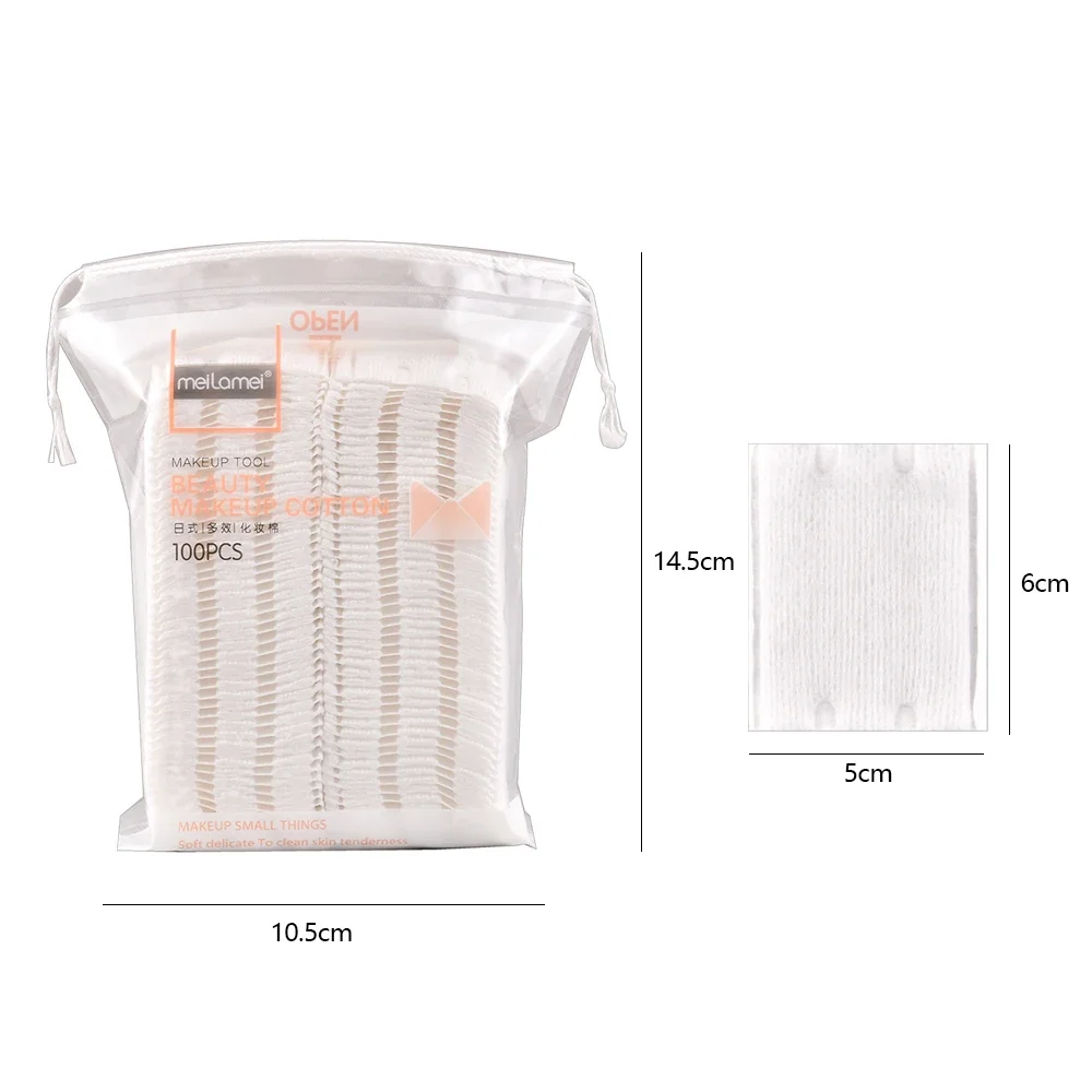 100pcs 3 Layer Makeup Cotton Pads Double Side Sealed Puff Nail Art Travel Package Cosmetic Remove Pads With Bag makeup cotton pads