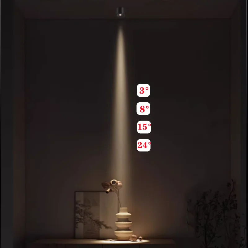 Dimming 3&deg;8&deg;15&deg;24&deg; Beam Angle LED Ceiling Light 5W7W9W Surface mounted downlight Hotel Exhibition Hall Museum Key lighting