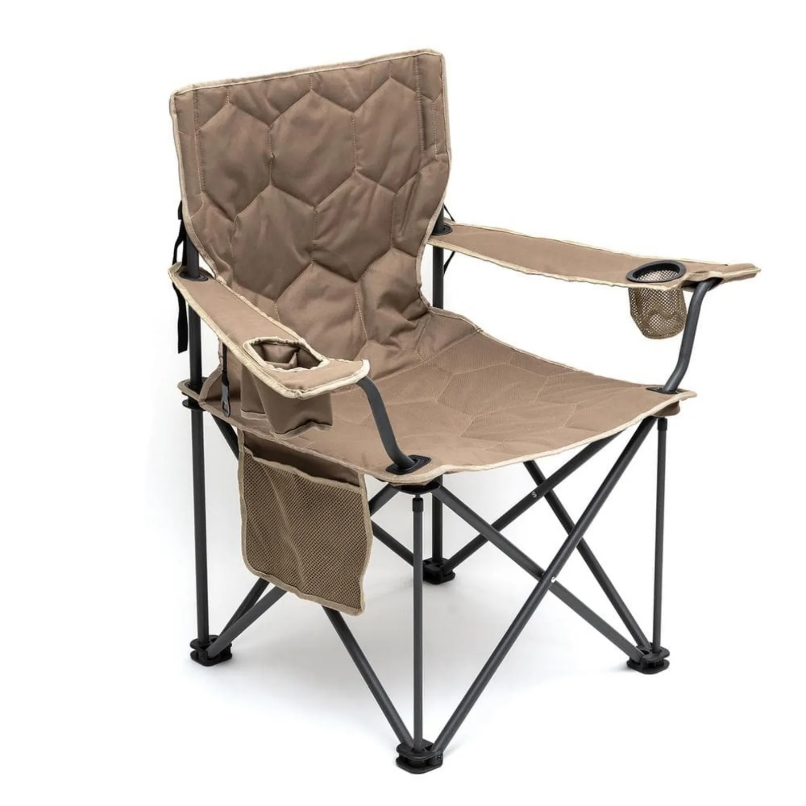 US Metal Patio Folding Beach Chair Lawn Chair Outdoor Camping Chair with Cup Holder and Built-In Opener