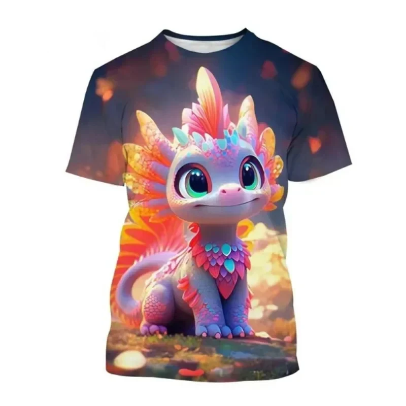 T-shirt Décontracté Unisexe Imprimé 3D Anime Dragon Hip Hop - Tissu Stretch, Manches Courtes, Neuf Avec étiquettes