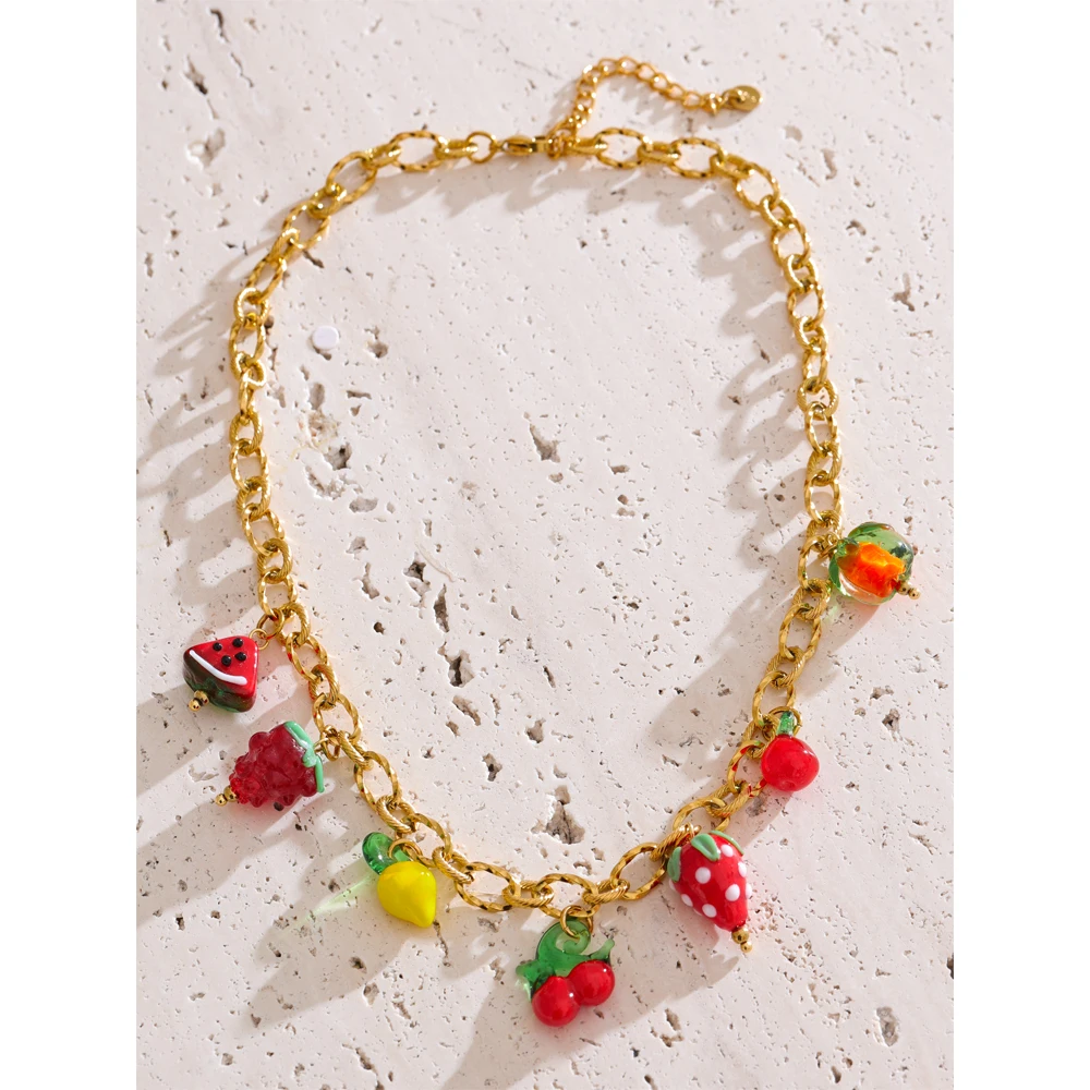 Yhpup Jewelry Necklace Gold Color Stainless Steel for Girls Ladies