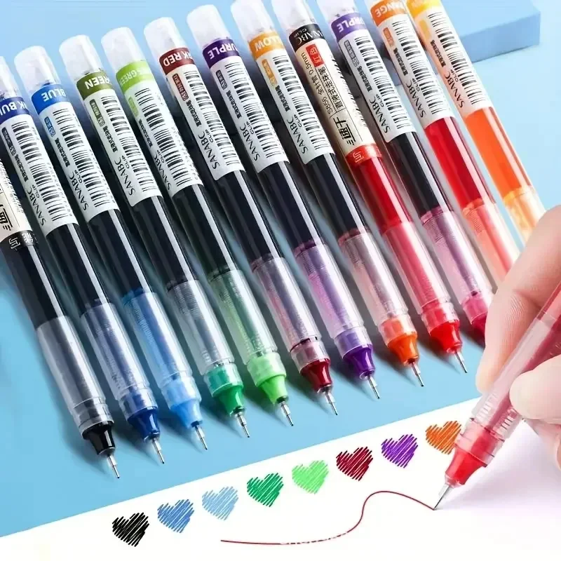 10 Stück große Kapazität, schnell trocknend, Nadelspitze, farbiger Gelstift, 0,5 mm, feine spitze Kugelschreiber, Schwarz/Rot/Blau, DIY-Tagebuch, Zeichnung – Detail 8
